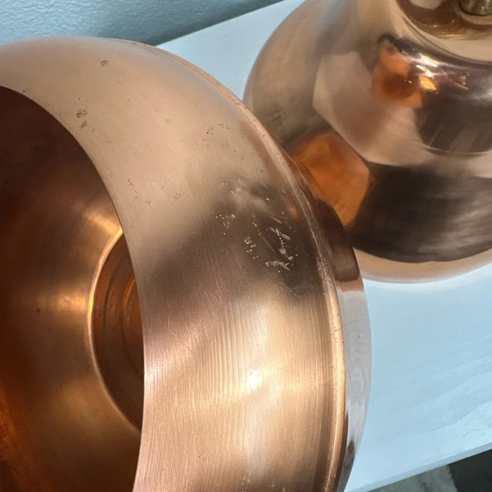 Vintage Copper Pear Ice Bucket Barware Decor with Brass Stem